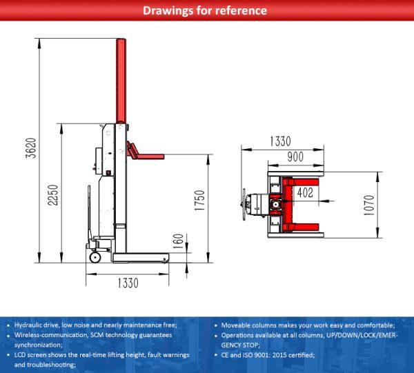 TRUCK HOIST WIRELESS/CABLE COLUMN LIFT 5.5TONNE LUFTEN AETF-4055 - Image 2